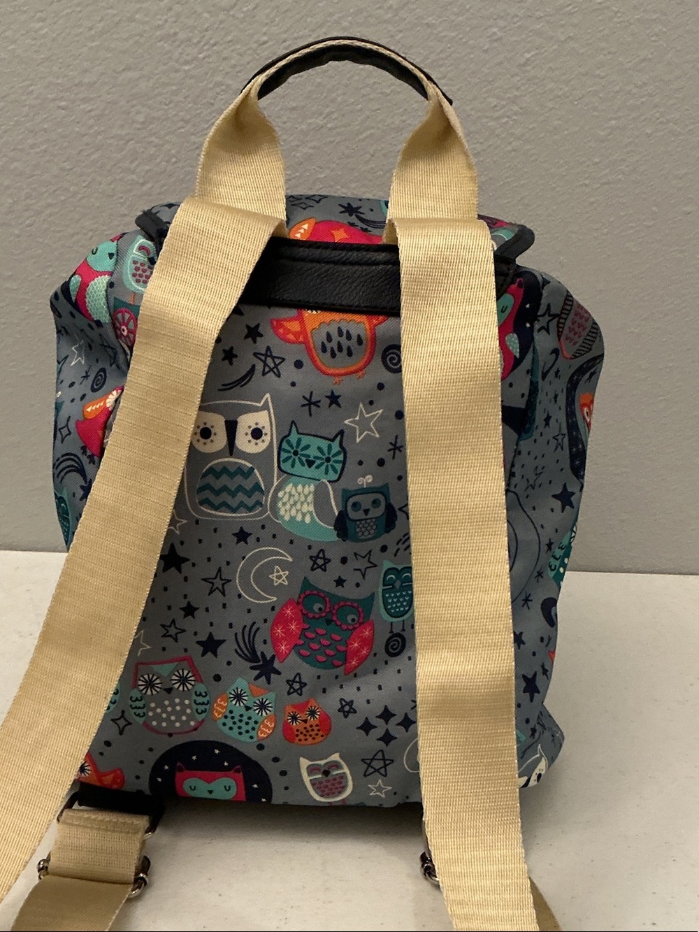 Lily Bloom Night Owl Print Riley Backpack with Teal, Orange & Pink Accents - Picture 2 of 4